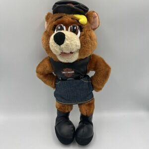 Official Harley Davidson Biker Girl Teddy Bear 1998 Play By Play Plush Vintage
